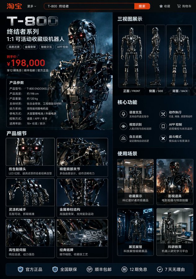 T-800 淘宝商品详情页 提示词预览图